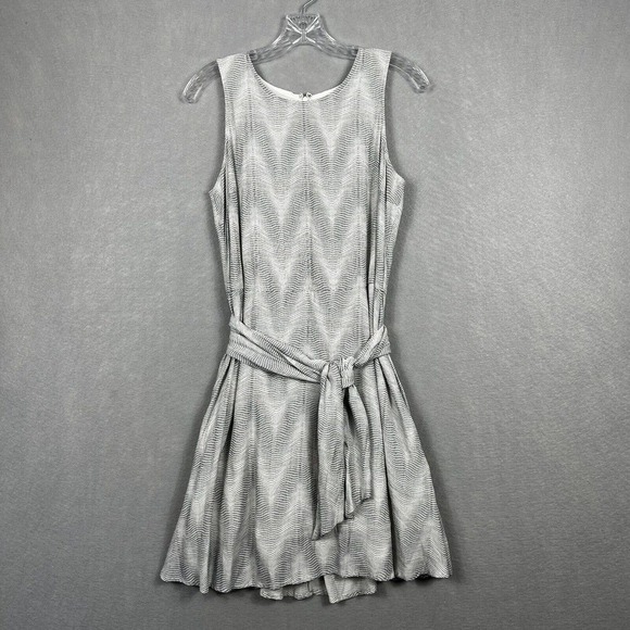 NWT Gap Dress Small White Black Printed Tie Waist Sleeveless Pockets - Picture 3 of 14